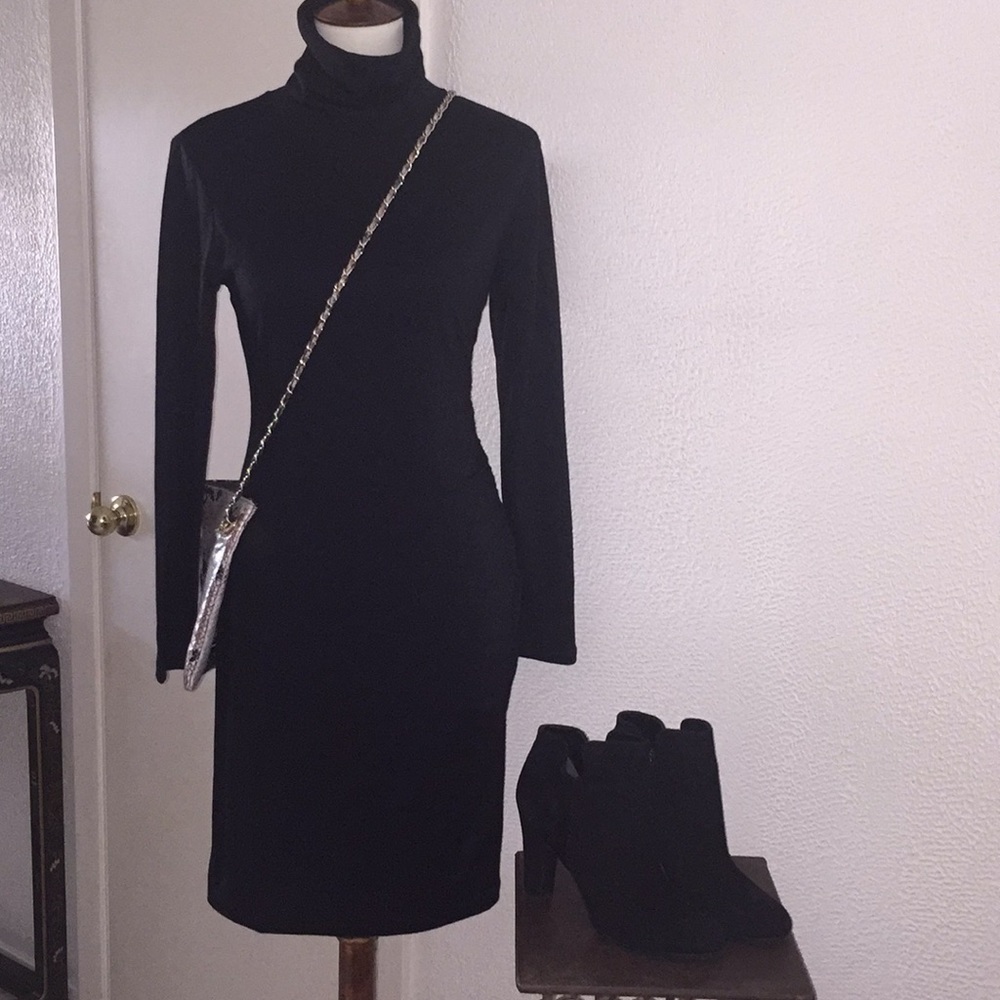 NWT 🍌 REPUBLIC T-NECK SWEATER DRESS BLK ADORBS